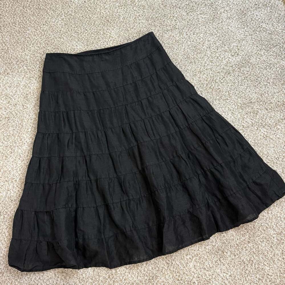 Vintage Linen Black Tiered Skirt